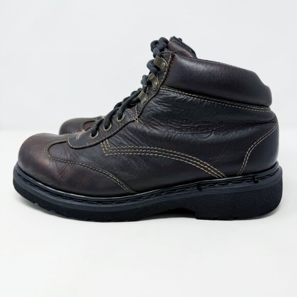 Vtg Y2K Dr. Martens Brown Leather Chunky Boots Men's US Size 11 Made in England - Picture 3 of 10